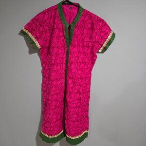 Pink Floral Kurti | Indian Tunic Top | Indo Western Ethnic Kurta